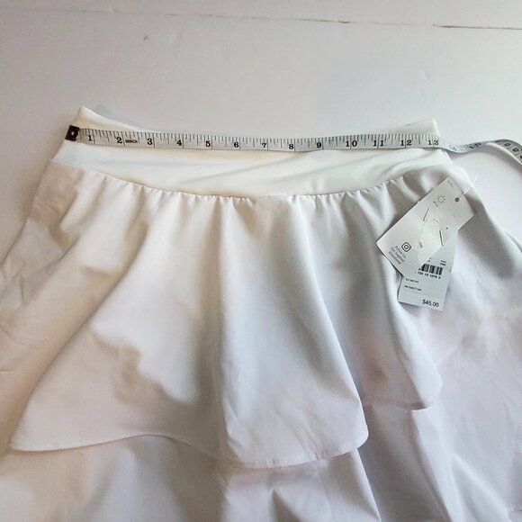 Lands End White Tiered Womens Swimsuit Skirt Bottom Elastic waistband for comfor - Picture 5 of 8
